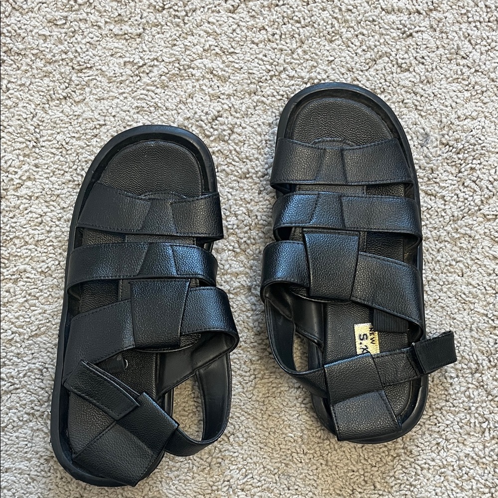 Black Strappy Sandals for mens, new without tags